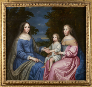 Charles et Henri Beaubrun (attribué à), Anne d'Autriche, Marie-Thérèse d'Autriche et le Grand Dauphin, vers 1665, huile sur toile, 137 x 149 cm. château de Versailles