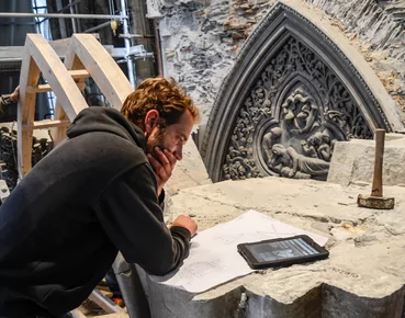 Atelier de la cathédrale de Trondheim (Norvège). © Henning Groett / Cathédrale de Trondheim, 2015